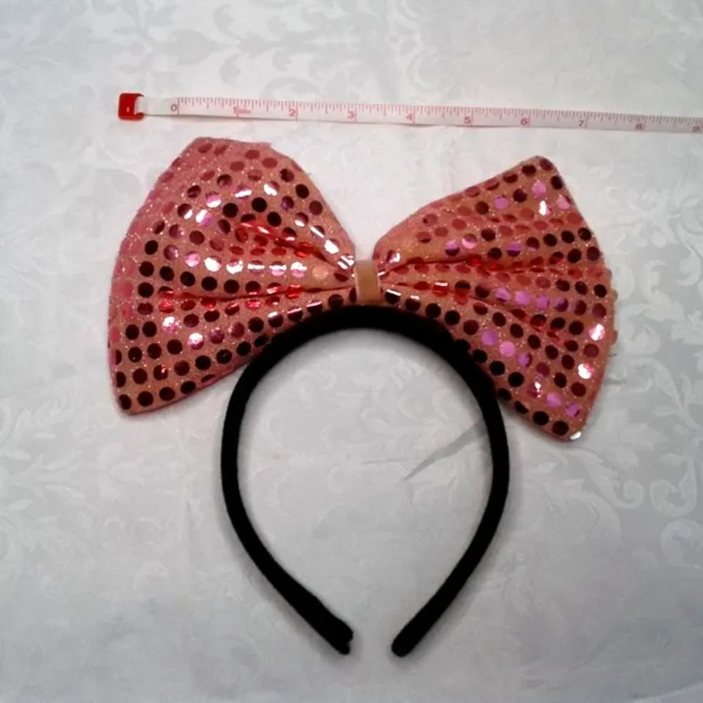 Minnie Mouse Bundle: Headband with Large Sequined Bow + Minnie Pink Pencil Case